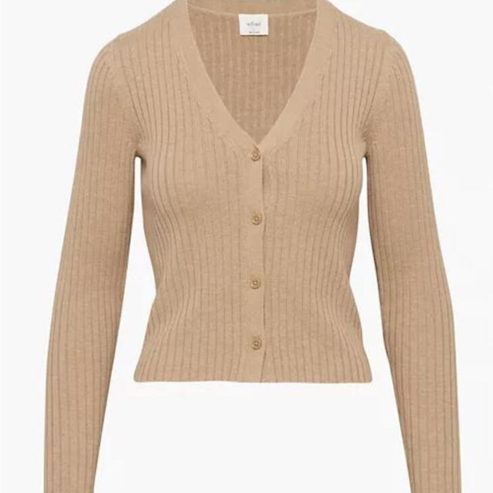 Aritzia Wilfred Women's Tan Ribbed Malina Cardigan